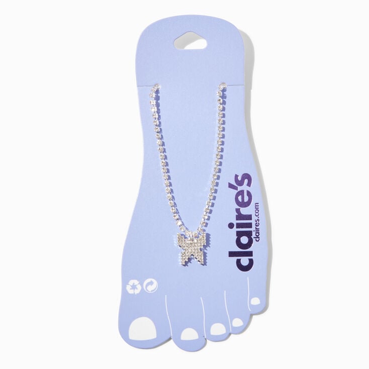 Embellished Butterfly Silver Chain Anklet,