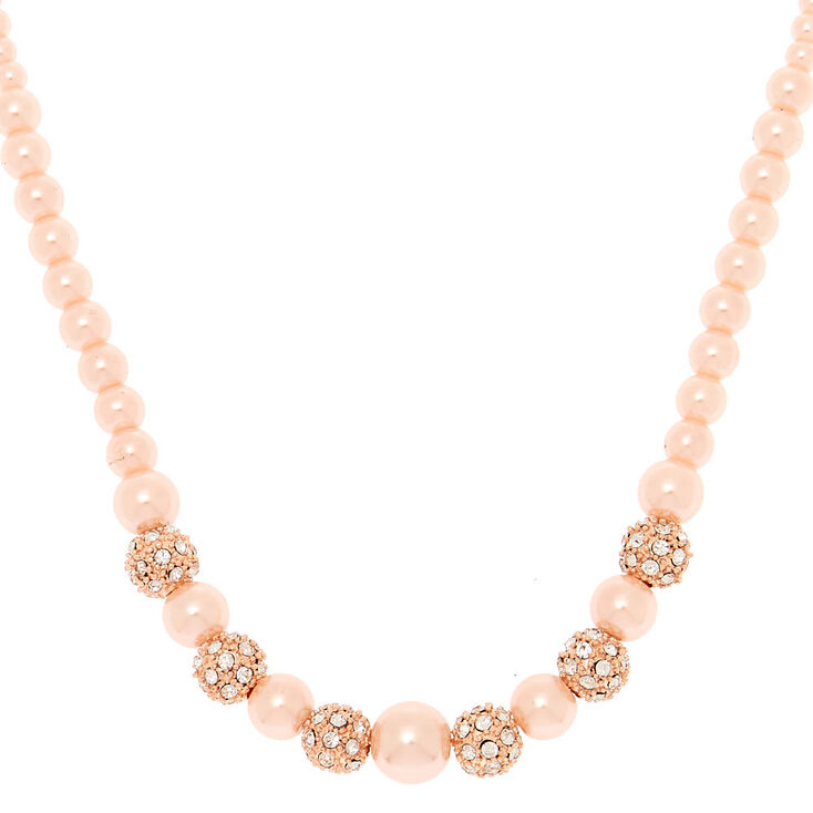 Claire's Collier volumineux avec perles d’imitation boule de feu couleur doré rose