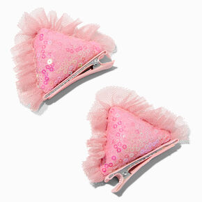 Claire&#39;s Club Pink Sequin Cat Ears Hair Clips - 2 Pack,