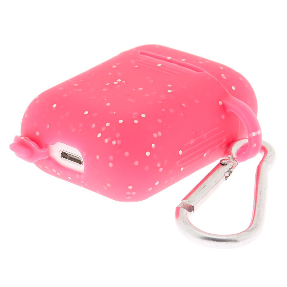 Étui pour écouteurs en silicone rose fluo - Compatible avec les Airpods de Apple,