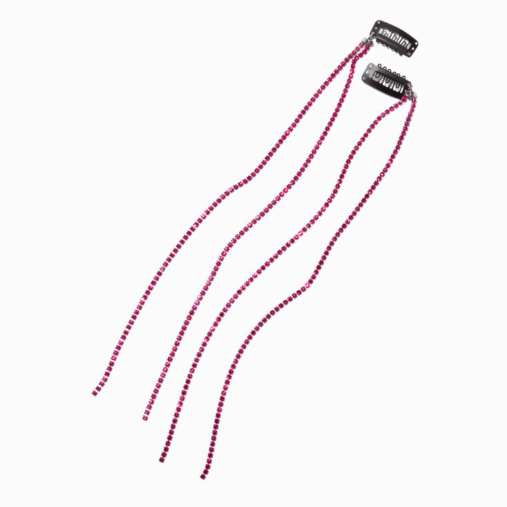 Extensions de cheveux synth&eacute;tiques &agrave; clip avec strass roses - Lot de 2,