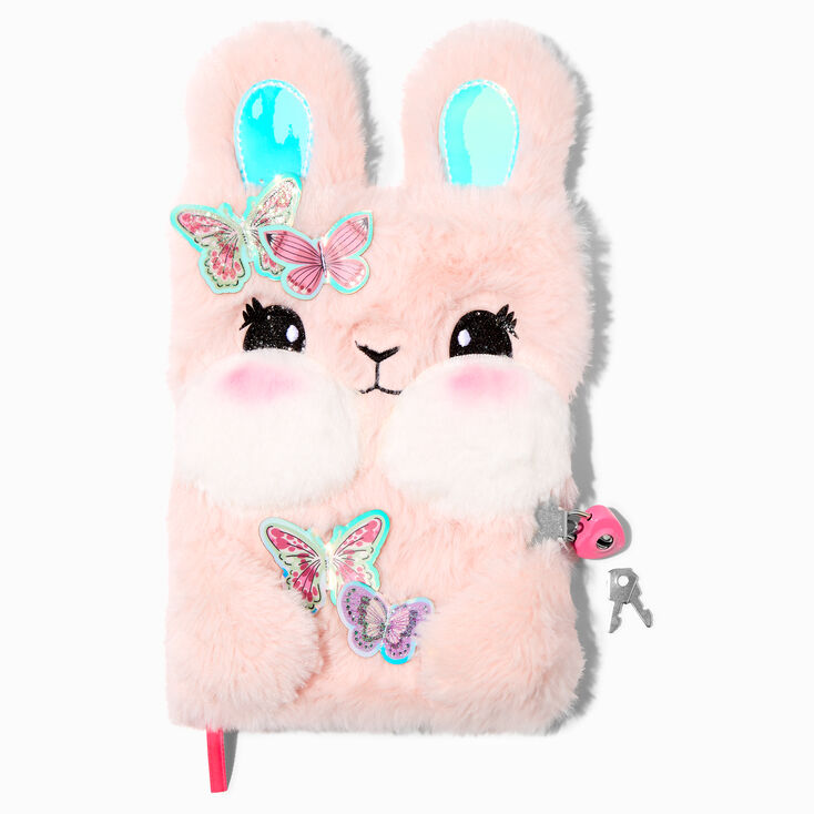 Butterfly Bunny Pink Plush Lock Diary,