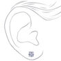 Silver-tone Cubic Zirconia 5mm, 6mm, &amp; 7mm Square Stud Earrings - 3 Pack ,