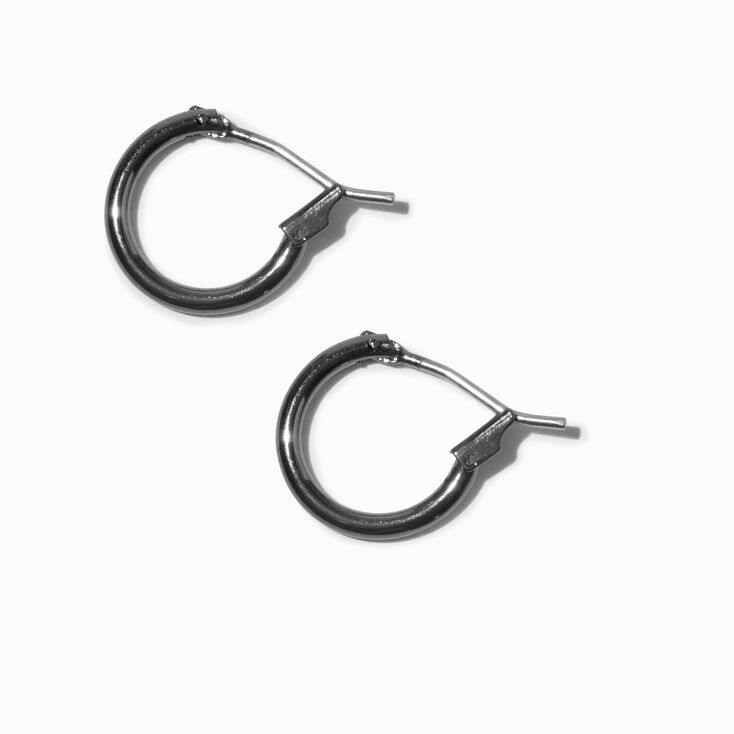 Hematite 10MM Hoop Earrings,