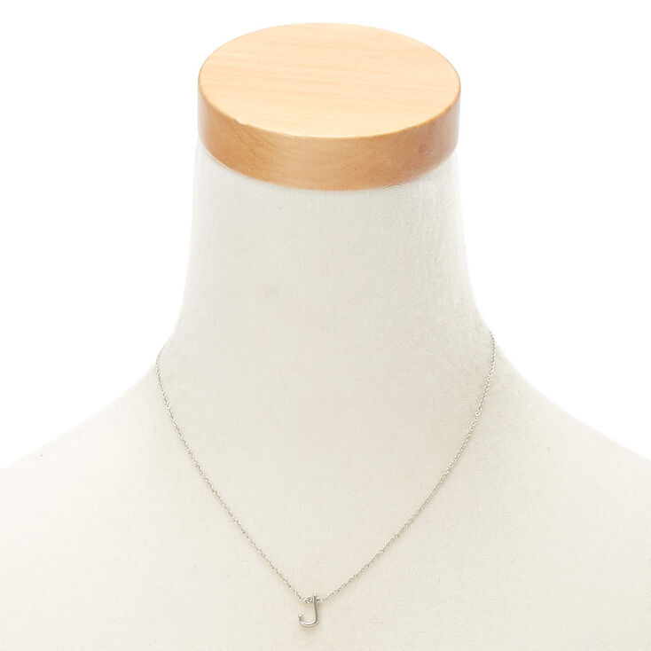 Silver Stone Initial Pendant Necklace - J,