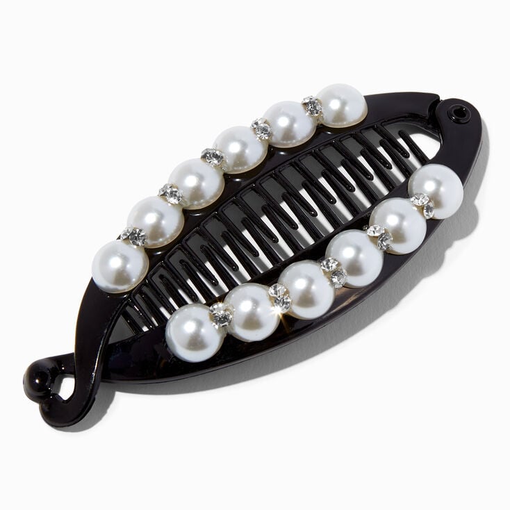 Black Pearl Oval Banana Hair Claw | Claire's US