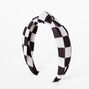 Black &amp; White Check Knotted Headband,
