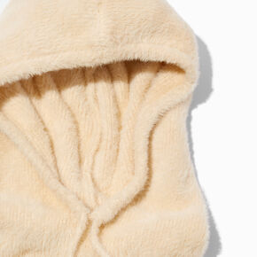 Bonnet style sweat &agrave; capuche mohair couleur ivoire,