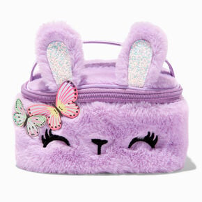 Claire&#39;s Club Furry Purple Bunny Makeup Bag,