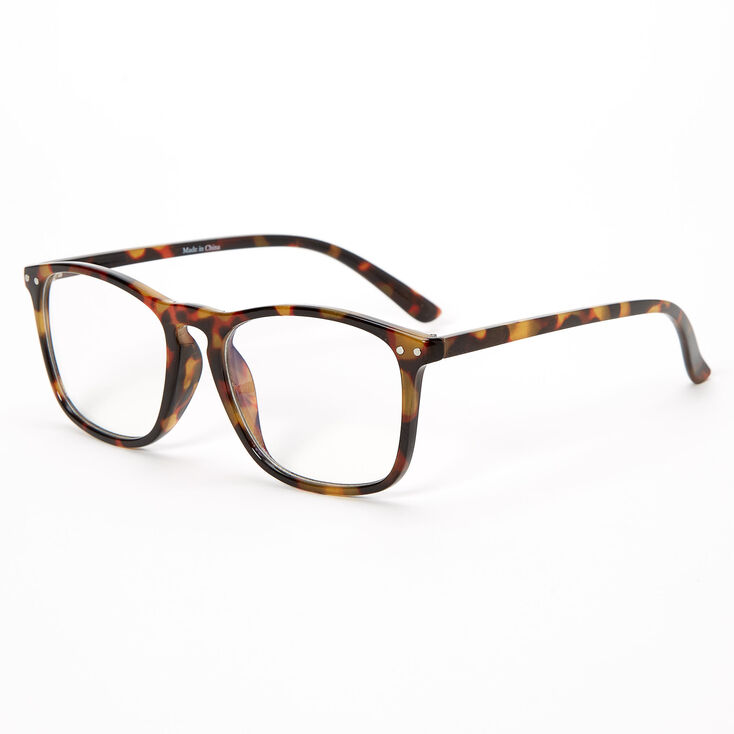 Solar Blue Light Reducing Retro Tortoiseshell Clear Lens Frames - Brown,