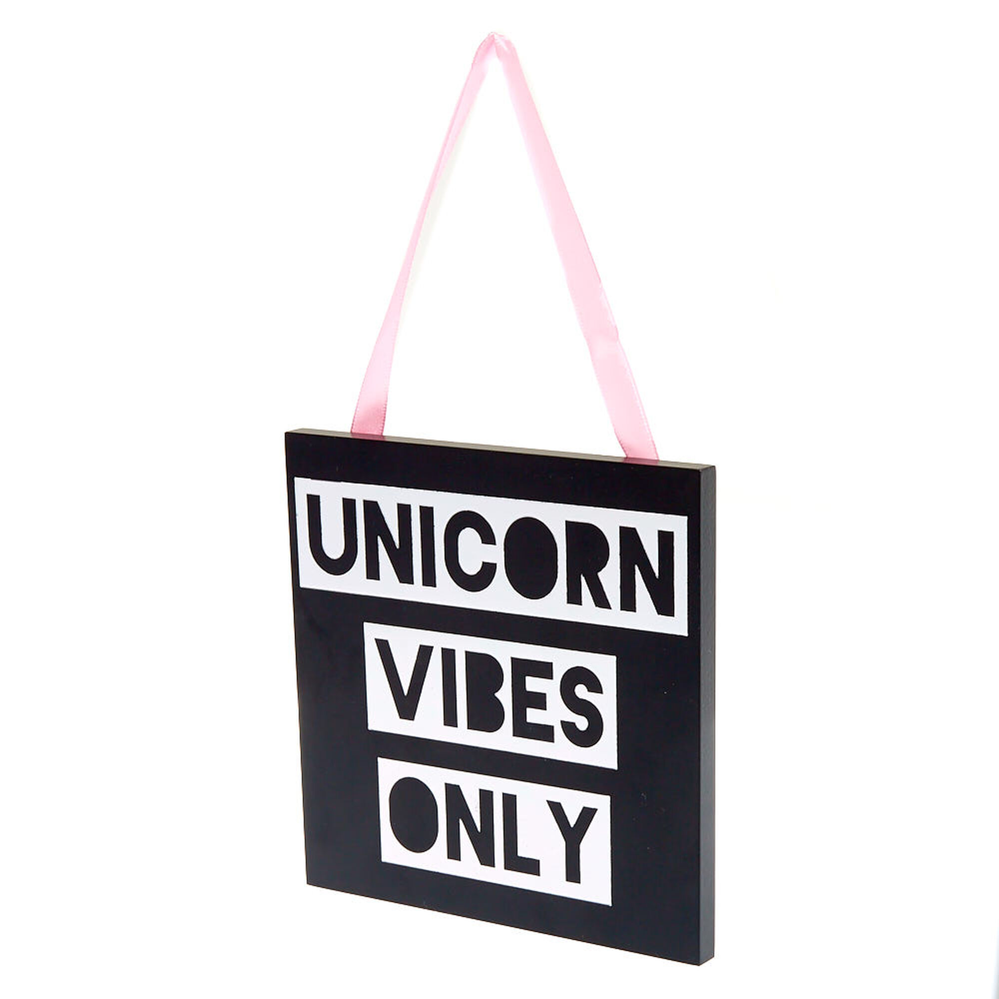 Black Holographic Unicorn Vibes Only Wall Decor Claire S Us