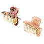 Floral Glitter Mini Hair Claws - Pink, 2 Pack,