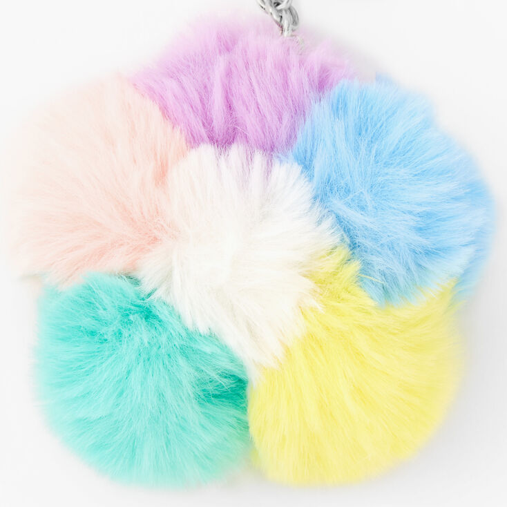 Pastel Rainbow Pom Keychain,