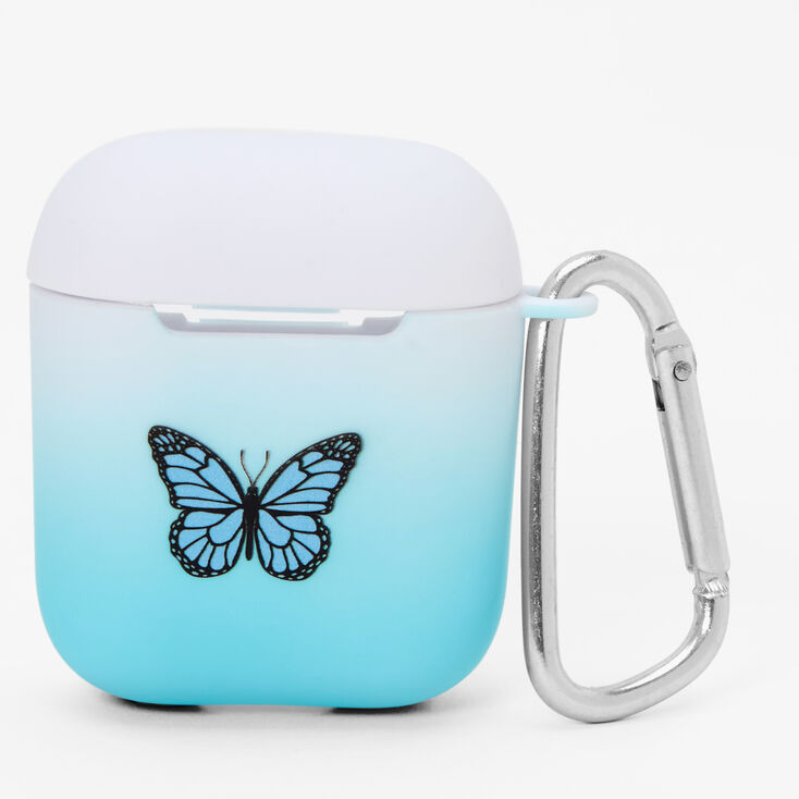 Blue Ombre Butterfly Silicone Earbud Case Cover - Compatible With Apple AirPods&reg;,