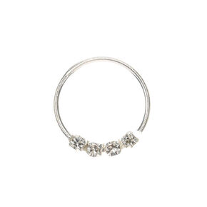 22G Sterling Silver Crystal Hoop Nose Ring,