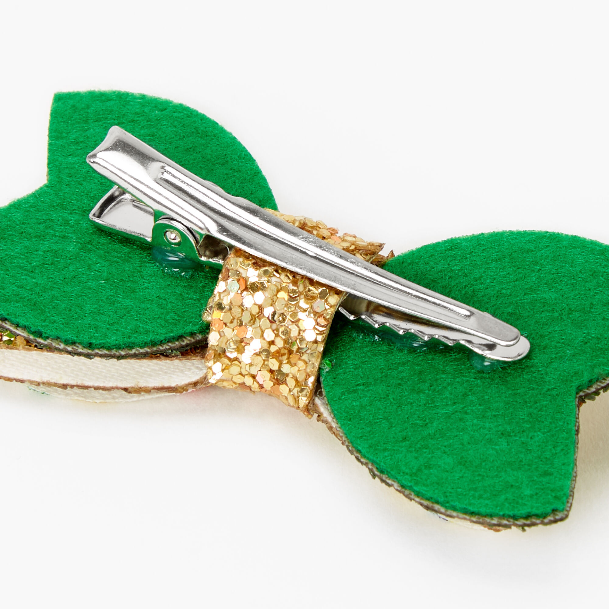 Barrette à nœud clinquant Saint-Patrick — Vert et couleur dorée,