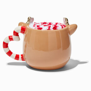 Holiday Reindeer Ceramic Mug &amp; Slipper Socks Set,