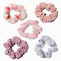 Chouchous pastel perles d&#39;imitation et motifs floraux en tissu extra-fin - Lot de 5,