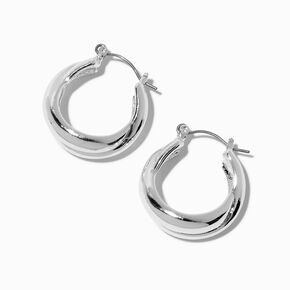 Silver-tone Criss-Cross Hoop Earrings,