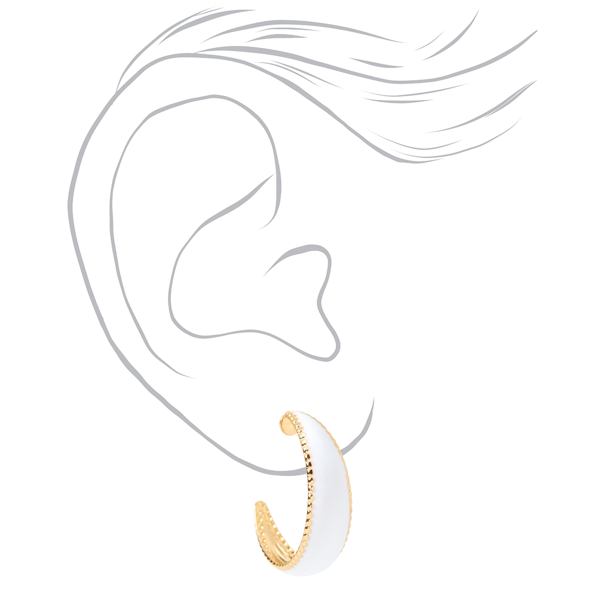 Gold 20MM Textured Mini Hoop Earrings - White,