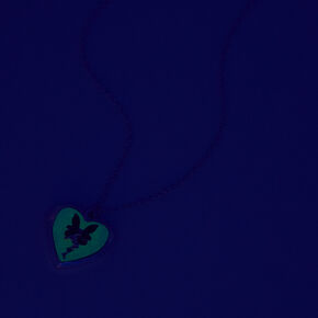 Glow in the Dark Purple Fairy Heart Locket Necklace,