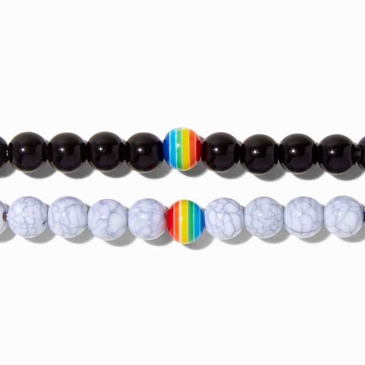 Marble Beaded Rainbow Stretch Bracelet Set - 2 Pack,
