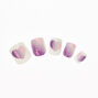 Lot de 24 faux ongles &agrave; paillettes rose et violet,