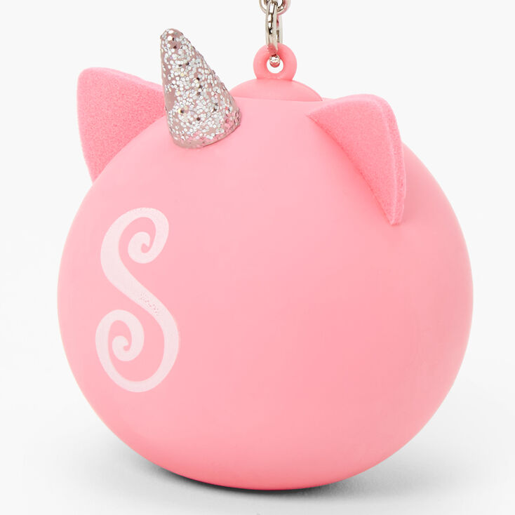 Initial Unicorn Stress Ball Keychain - Pink, S,