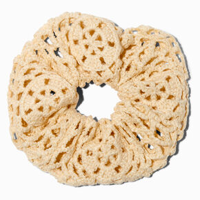 Ivory Crochet Medium Hair Scrunchie,