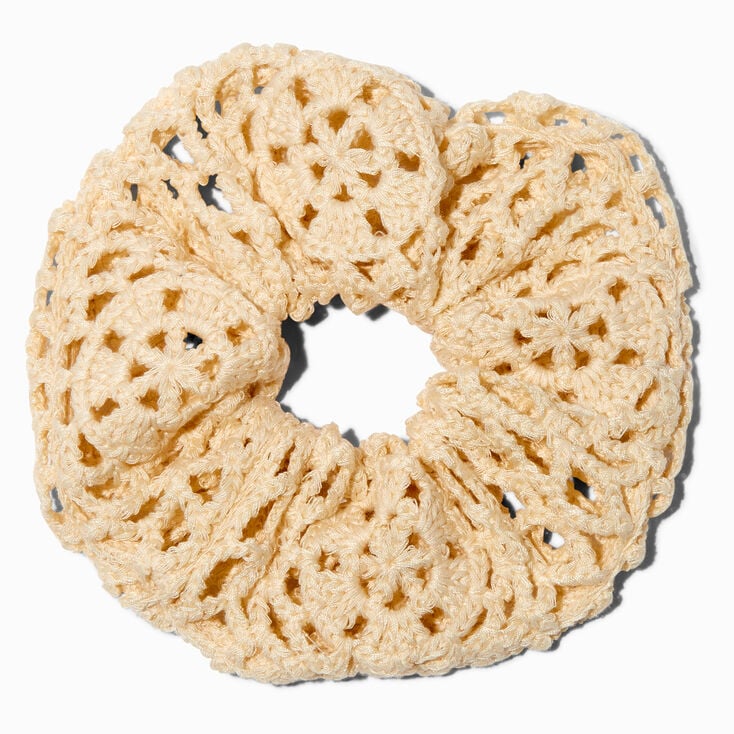 Ivory Crochet Medium Hair Scrunchie