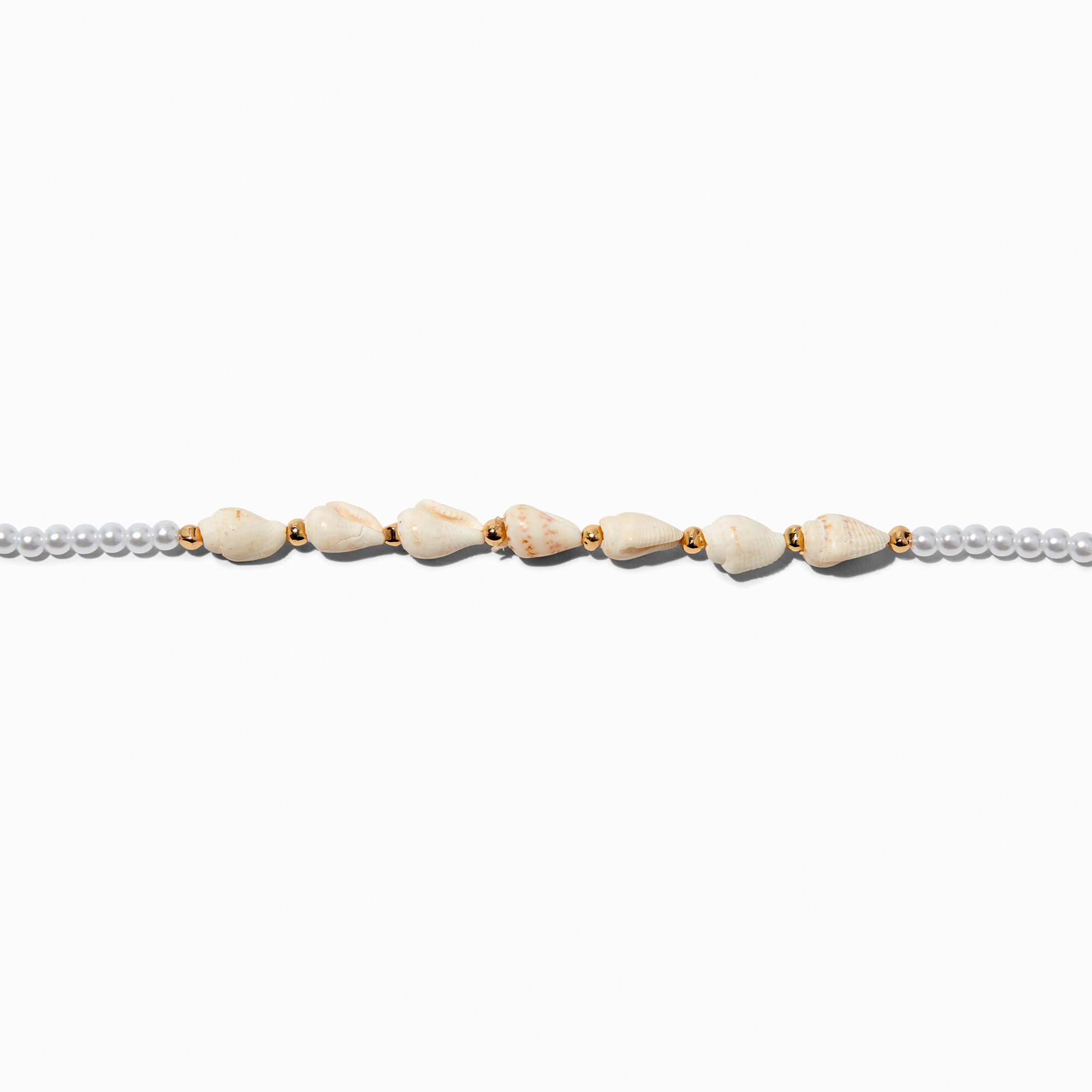 View Claires Mini Shell Pearl Tone Choker Necklace Gold information