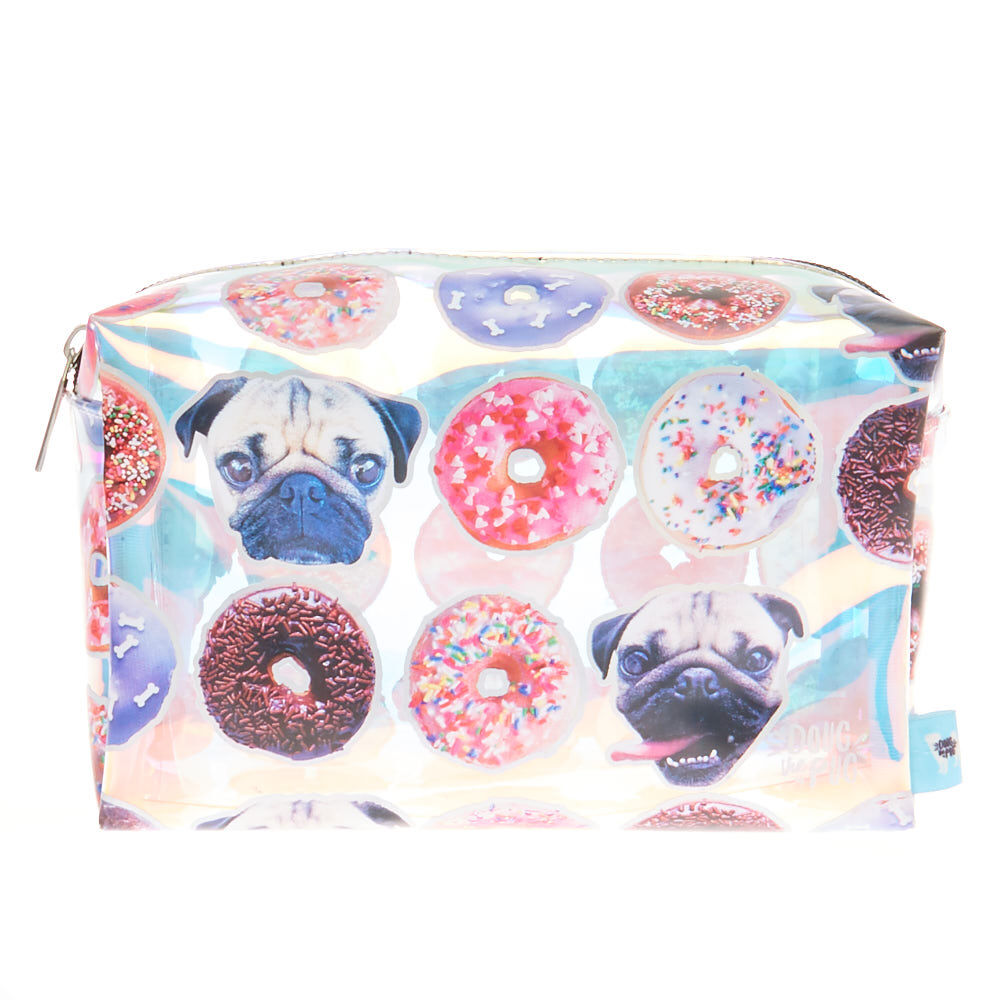 Doug The Pug® Holographic Donut Print Cosmetics Bag,