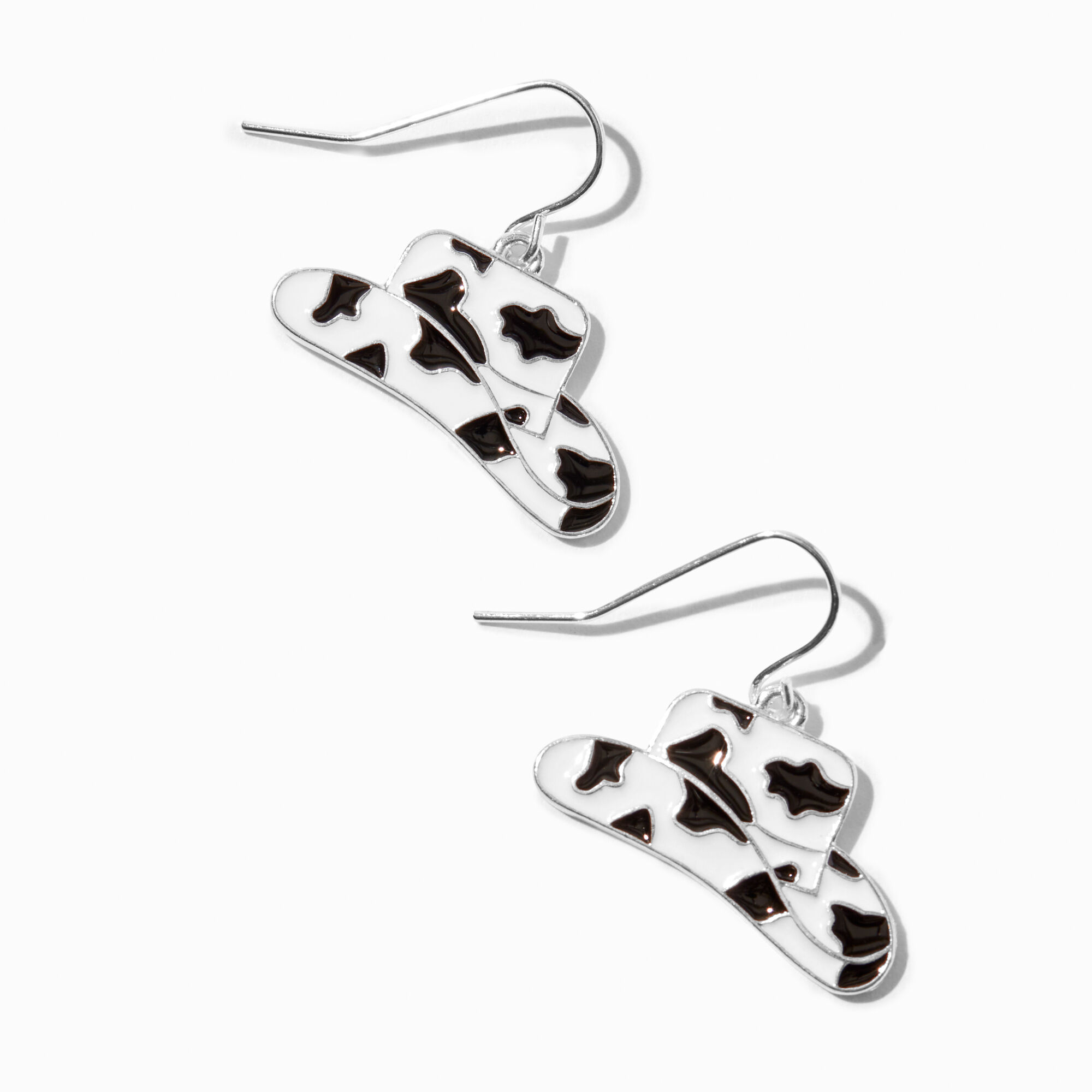 Cowprint Cowboy Hat 1 Drop Earrings Claire s US