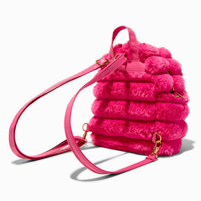 Bright Pink Furry Medium Backpack,