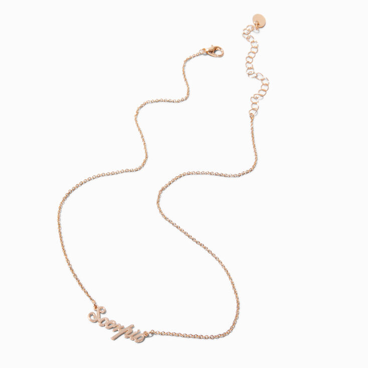 Gold-tone Script Zodiac Pendant Necklace - Scorpio,