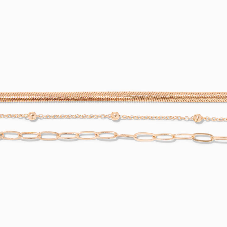 Gold Mixed Chain Multi-Strand Bracelet,