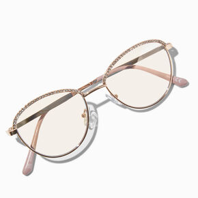 Solar Blue Light Reducing Rhinestone Browline Clear Lens Frames,