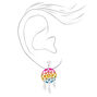 Silver 1.5&quot; Rainbow Dreamcatcher Clip On Drop Earrings,