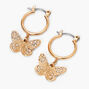 Gold 10MM Filigree Butterfly Hoop Earrings,