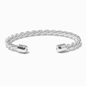 Silver-tone Twisted Rope Cuff Bracelet,