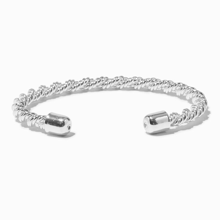 Silver-tone Twisted Rope Cuff Bracelet,