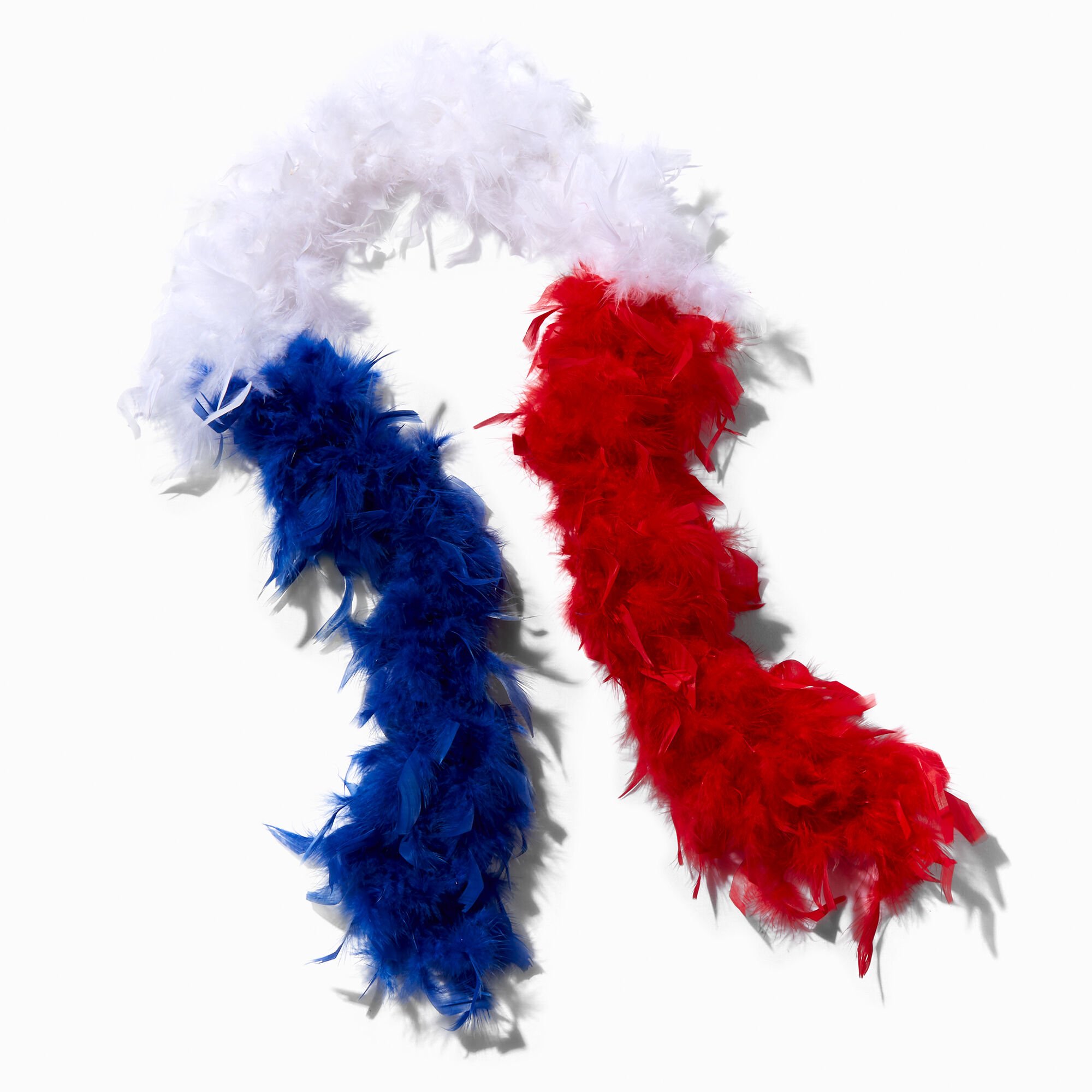View Claires Blue White Feather Boa Red information