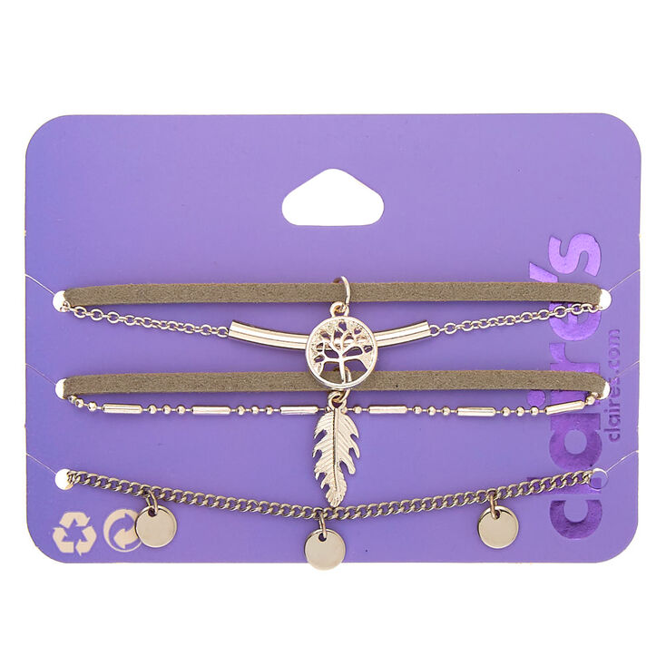 Claire's Bracelets chaîne bohème couleur argenté - Gris, lot de 5