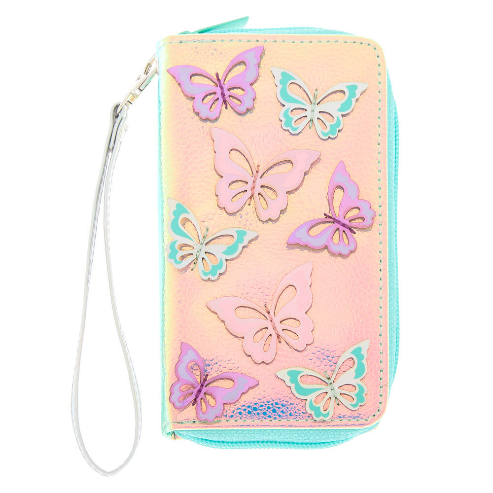 Pochette poignet papillon holographique - Turquoise,