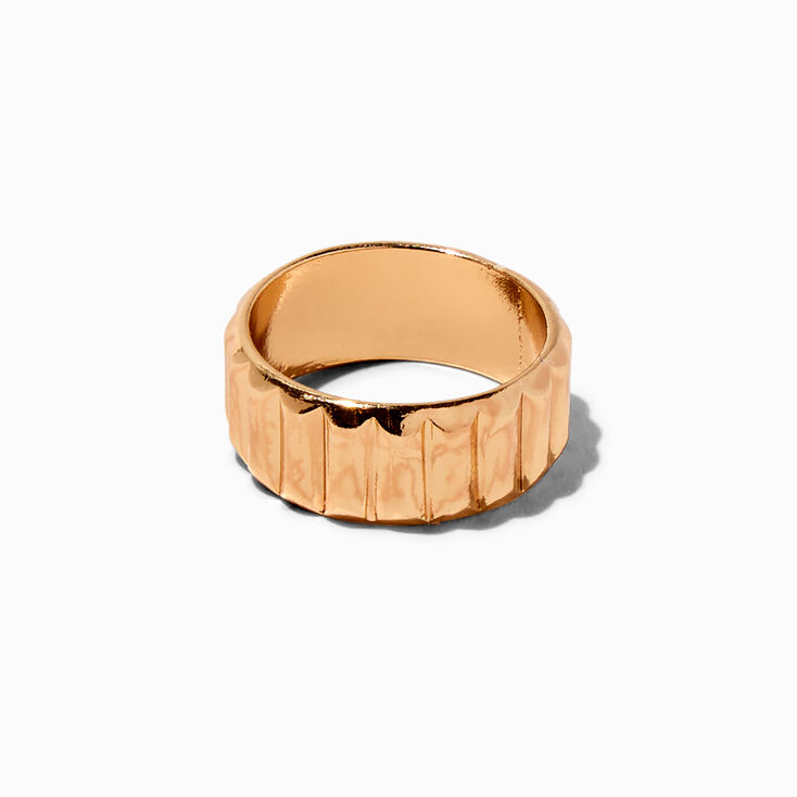Gold-tone Puffy Ribbed Band Ring ,