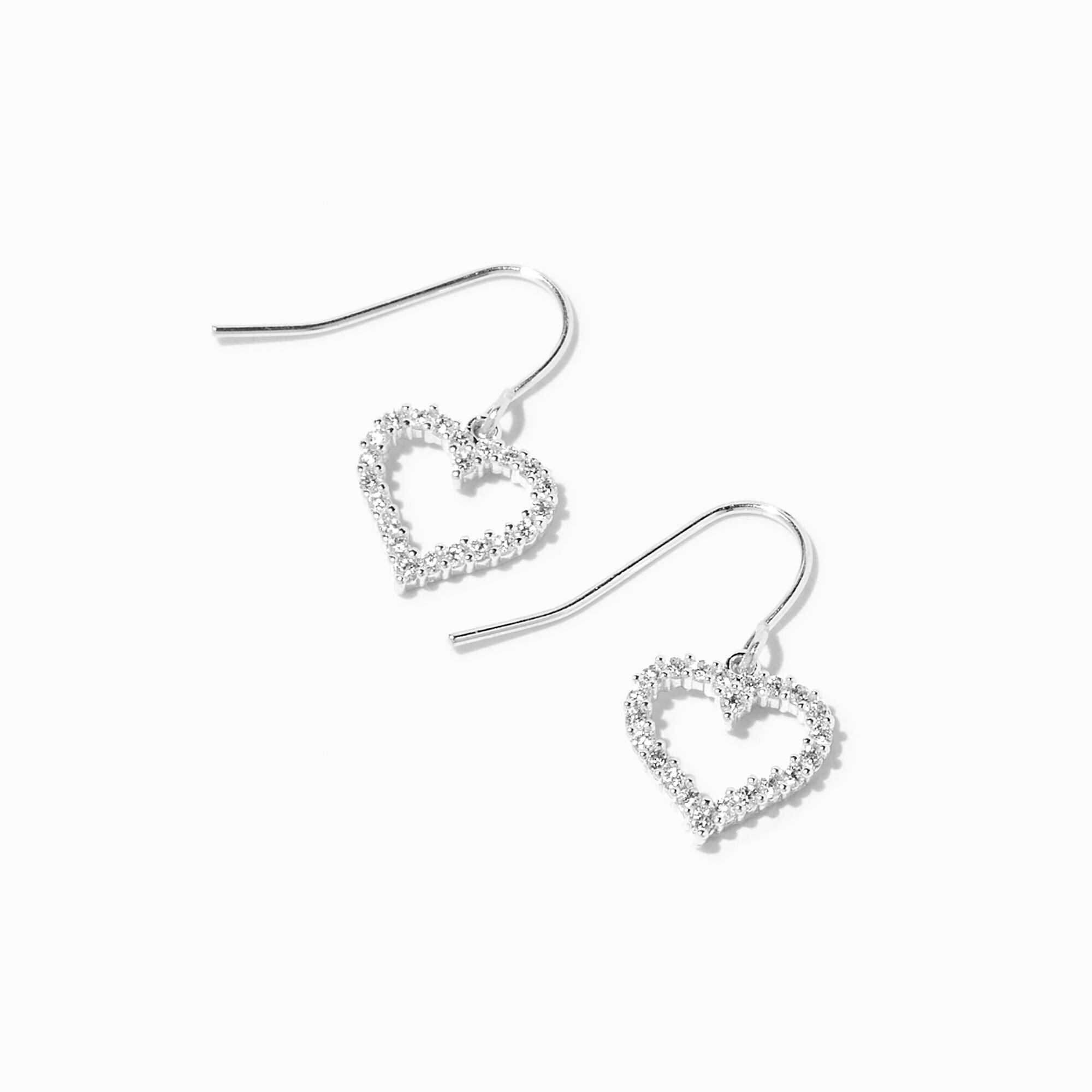 View Claires Cubic Zirconia Heart 05 Drop Earrings Silver information