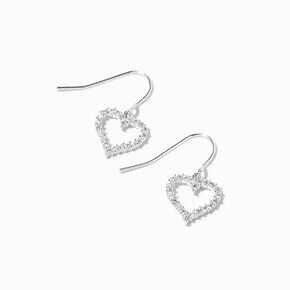 Silver Cubic Zirconia Heart 0.5&quot; Drop Earrings,