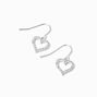 Silver Cubic Zirconia Heart 0.5&quot; Drop Earrings,