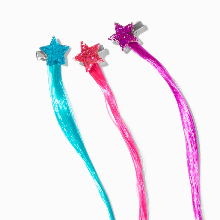 Claire&#39;s Club Jeweled Stars Faux Hair Snap Hair Clips - 6 Pack,