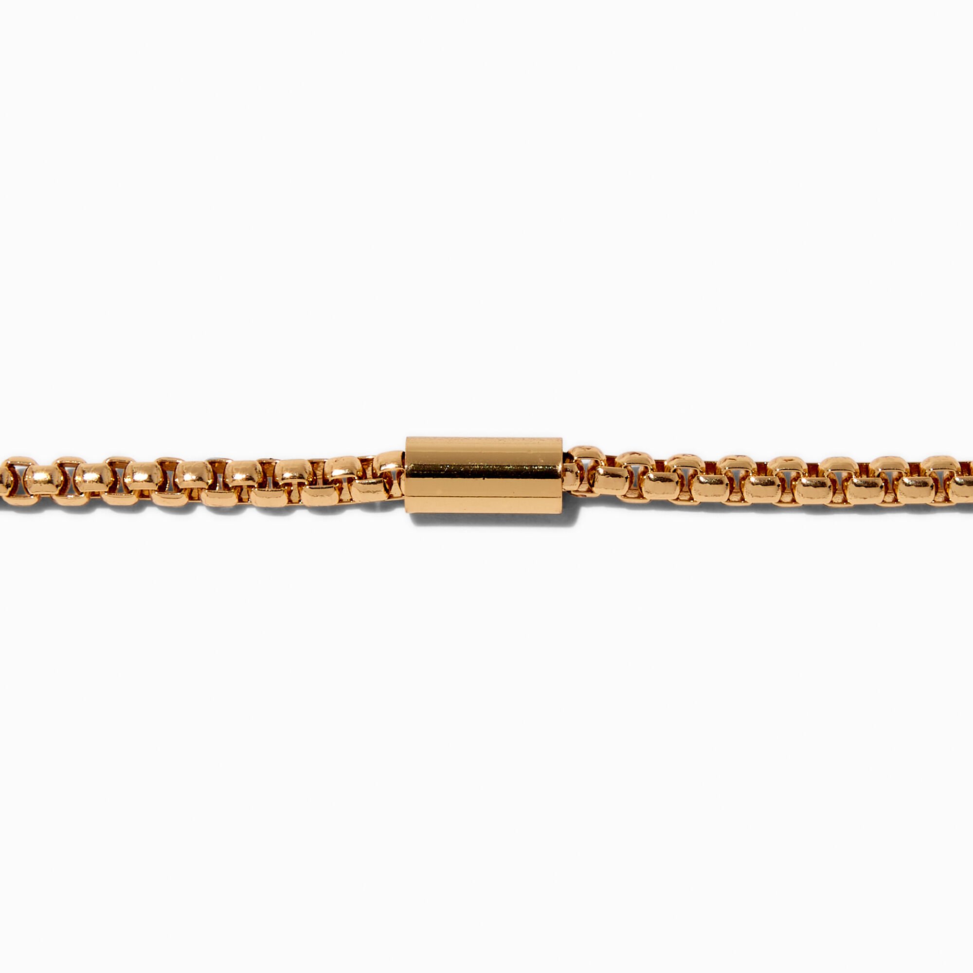 Gold-tone Round Box Chain Bracelet,